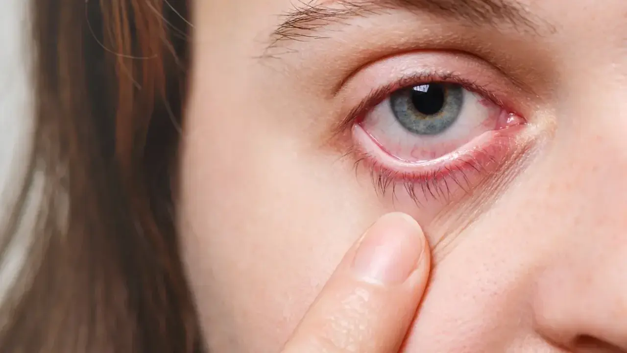 Ein blasses Unterlid und gerötete Augen können Anzeichen von Blutarmut im Alter sein.