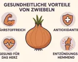 Gesundheitliche Vorteile von Zwiebeln: Nährstoffreich, Antioxidantien, gut fürs Herz, entzündungshemmend. Zwiebeln sind gesund!