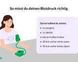Frau misst Blutdruck. Tipps gegen 24 stunden-blutdruckmessung falsche werte: morgens/abends messen, kein Kaffee, vorher nichts essen/Sport treiben.