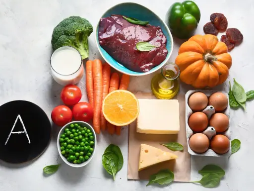 Lebensmittel reich an Vitamin A: Leber, Karotten, Kürbis, Spinat, Eier, Milch, Käse, Butter, Aprikosen. So beugen Sie einem Vitamin-A-Mangel vor.