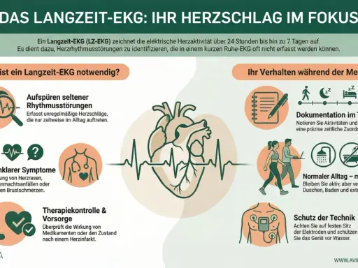 Das Langzeit-EKG hilft, Herzrhythmusstörungen zu erkennen, die im Alltag auftreten. Es dokumentiert den Herzschlag über Tage.