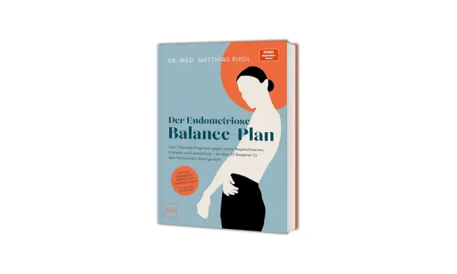 Buchcover "Der Endometriose Balance-Plan" von Dr. med. Matthias Riedl. Ein Ratgeber zur Endometriose Behandlung mit Rezepten für hormonelles Gleichgewicht.