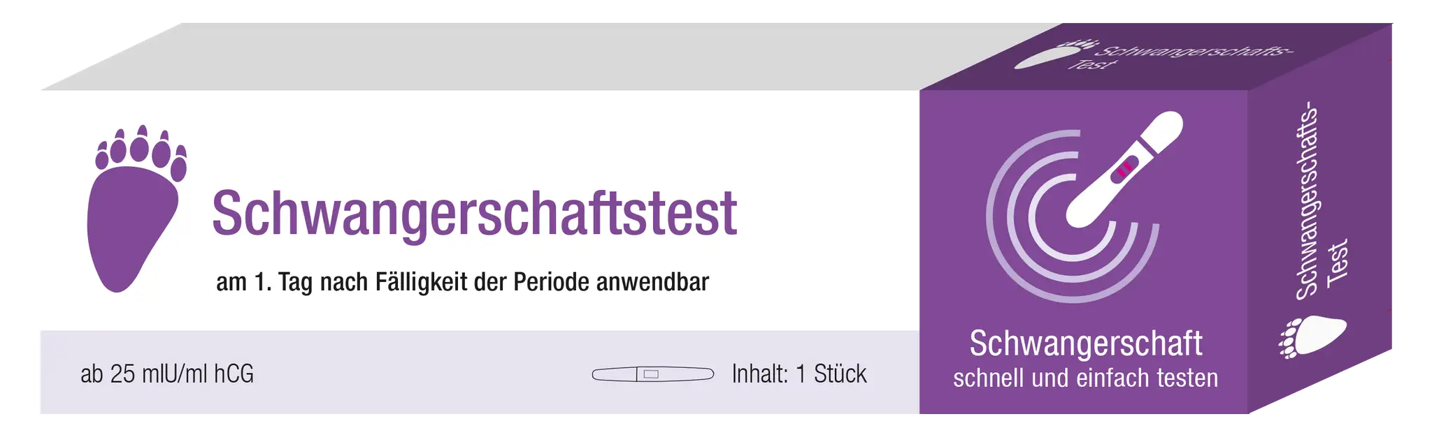 Verpackung eines Schwangerschaftstests. Selbst wenn man die Pille nimmt, kann es zu einer Schwangerschaft kommen. Dieser Test hilft, schnell Klarheit zu schaffen.