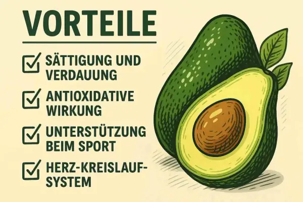 Avocado gesund: Sättigung, Verdauung, antioxidative Wirkung, Sport & Herz-Kreislauf-System.